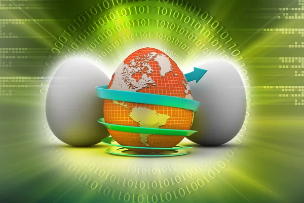 Global egg rounded with arrow — Stock Photo, Image