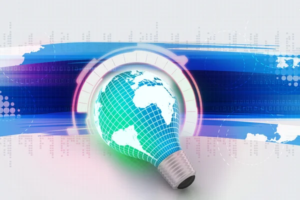 An electric light bulb with a world map — Stock Photo, Image