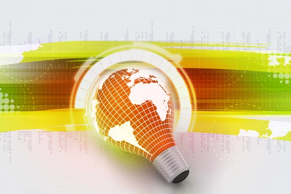 An electric light bulb with a world map — Stock Photo, Image