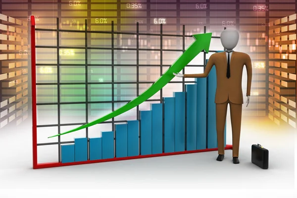 Business man standing near a financial graph — Stock Photo, Image