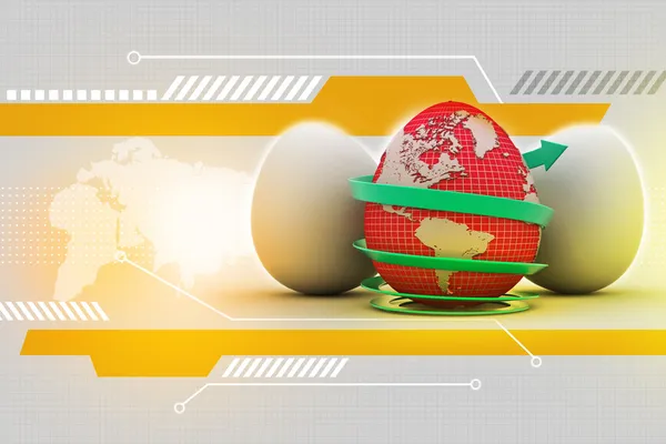 Global egg rounded with arrow — Stock Photo, Image