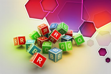 3D renkli küp alfabesi