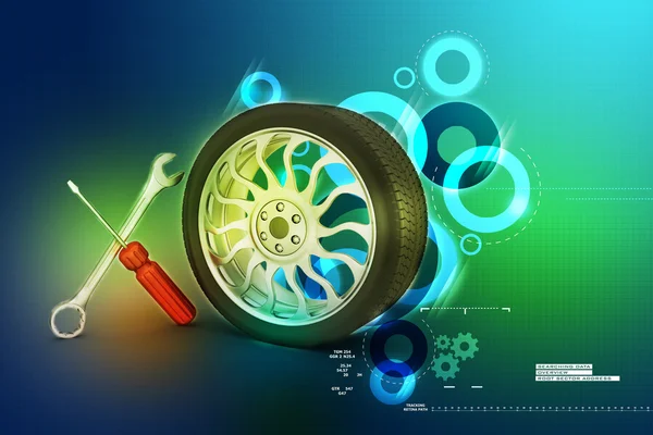 3D koncept náhradní pneumatiky — Stock fotografie