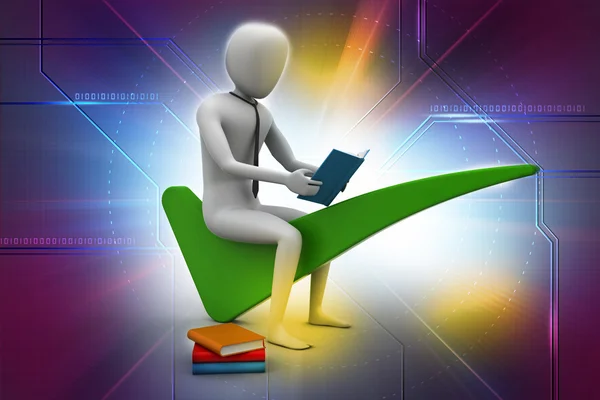 3d man sitting on the right mark — Stock Photo, Image