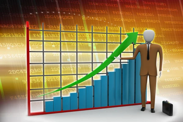 Affärsman som står nära ett finansiella diagram — Stockfoto