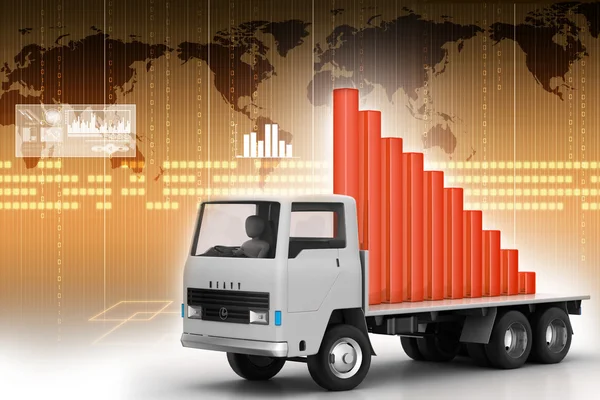 Transportation of business graph in truck — Stock Photo, Image
