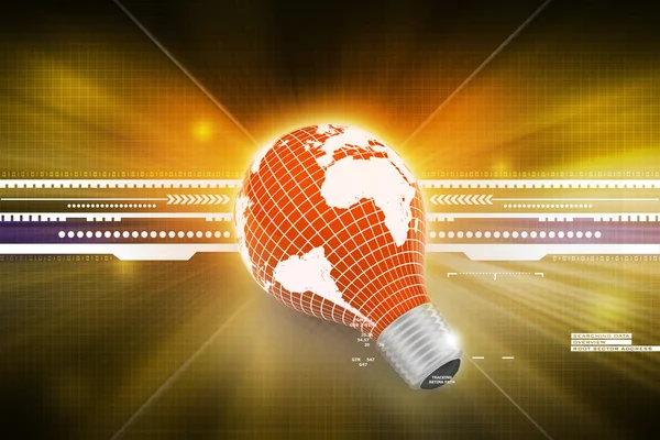 Uma lâmpada elétrica com um mapa do mundo — Fotografia de Stock