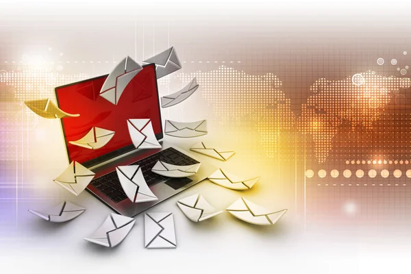 E-Mail-Konzept. moderner Laptop und Briefumschlag — Stockfoto