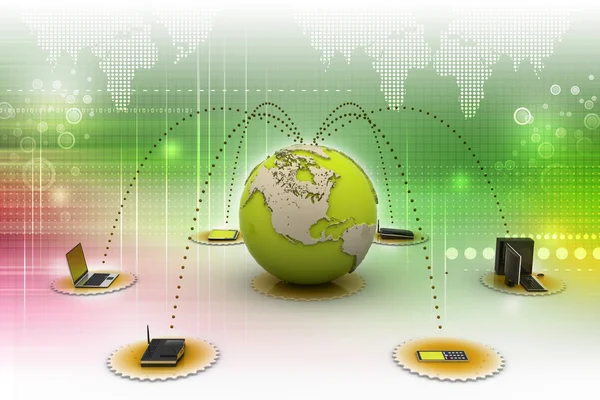 Computer-Vernetzung mit Globus — Stockfoto