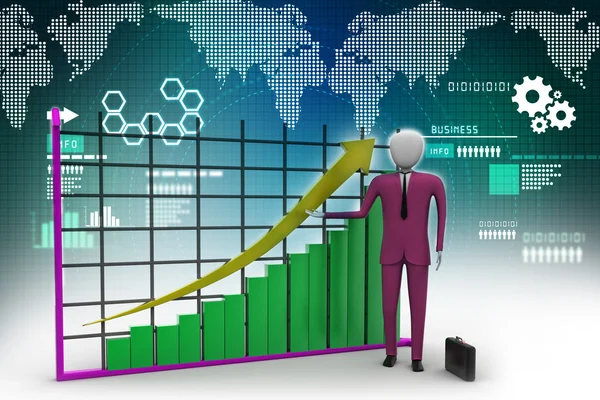 Affärsman som står nära ett finansiella diagram — Stockfoto