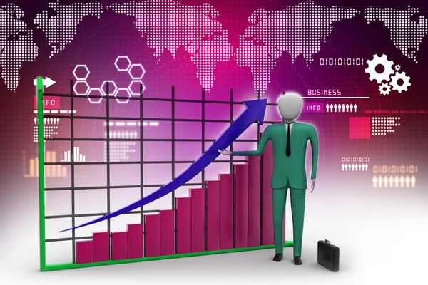 Business man standing near a financial graph — Stock Photo, Image