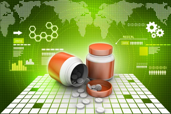 Medicine bottle and pills — Stock Photo, Image