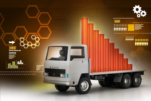 Transportation of business graph in truck — Stock Photo, Image