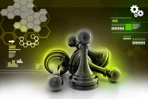 Black pawn isolated on color background — Stock Photo, Image