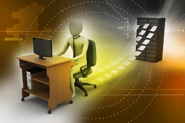 3d clerk working in the office — Stock Photo, Image