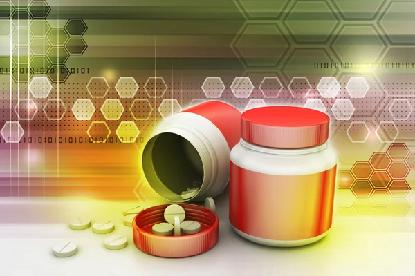 Medicinflaska och piller — Stockfoto