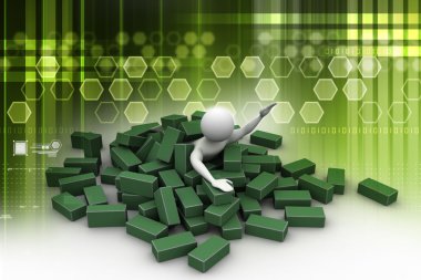 altında tuğla 3D adam