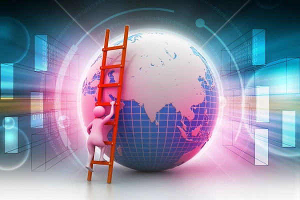 Earth globe and ladder — Stock Photo, Image