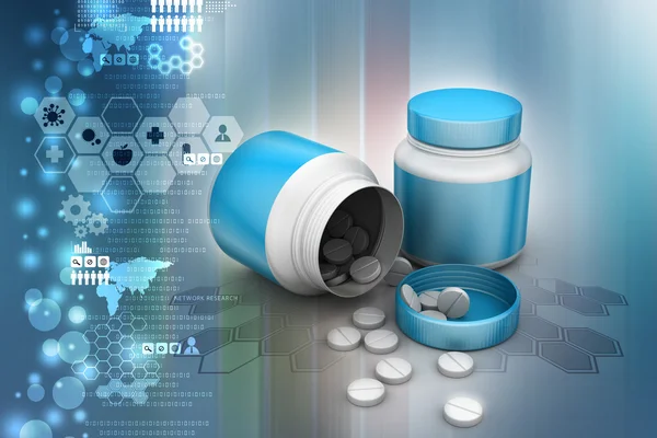 Medicine bottles and pills — Stock Photo, Image