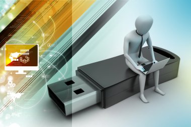 USB üzerinde oturan adam