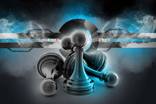 Black pawns — Stock Photo, Image