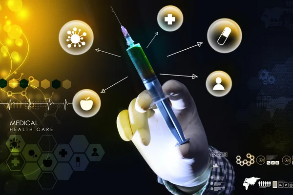 Hand showing syringe — Stock Photo, Image