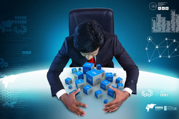 Business man with cubes — Stock Photo, Image