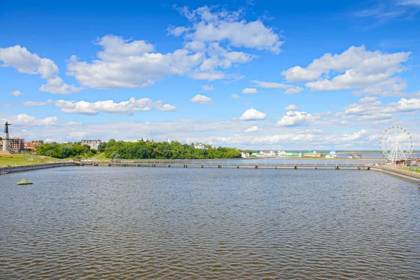 July 2019 Pedestrian Bridge Cheboksary Bay View Height Cheboksary Russia — Stock Photo, Image