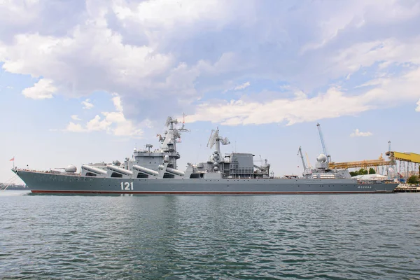 July 2021 Flagship Russian Black Sea Fleet Missile Cruiser Moscow — Stock Photo, Image