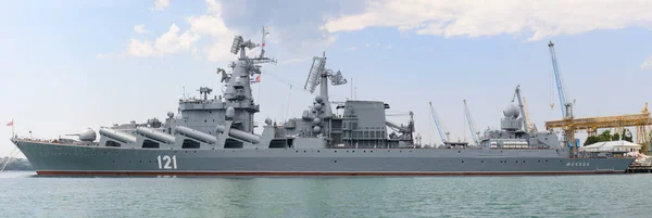 July 2021 Moscow Russian Guards Missile Cruiser Pier Black Sea — Stock Photo, Image