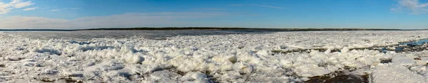 Spring Day Wide River Melting Ice Ice Drift — Stock Photo, Image