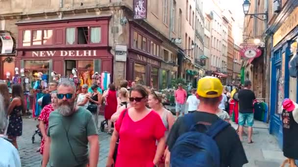 France Lyon Août 2018 Été Vue Sur Rue Vieille Ville — Video