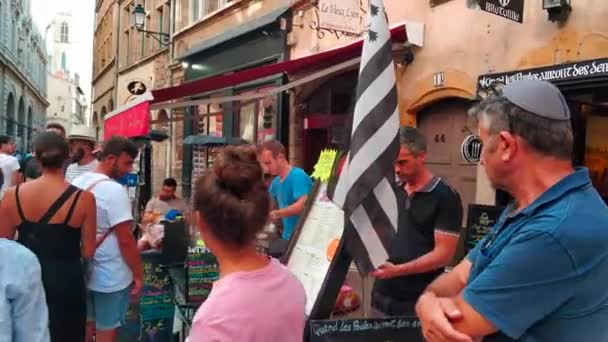 Frankreich Lyon August 2018 Sommer Straßenansichten Der Altstadt lizenzfreies Stockvideo