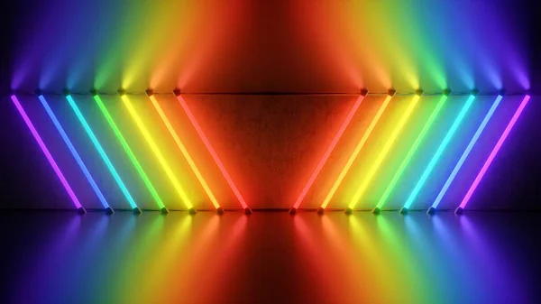 Веселковий спектр Неонові труби Флікінг Блимає Світло 3D Лазери Абстрактний фон Текстура — стокове фото
