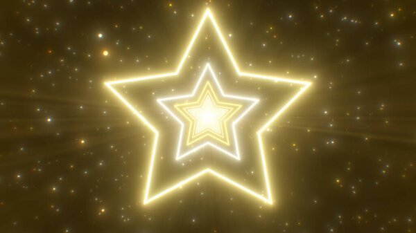 Shining Star Shaped Neon Lights Tunnel of Abstract Fast Movement Glow - Abstract Background Texture