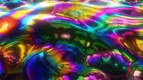 Blobs de burbuja de arco iris iridiscente abstracto fluido líquido de flujo flotante - Animación de fondo de movimiento de bucle VJ inconsútil 4K — Vídeos de Stock