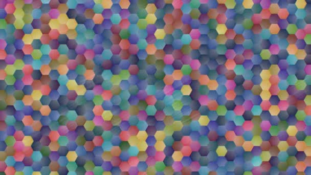 Duhové šestiúhelníkové mozaikové kovové dlaždice Abstraktní geometrický vzor Design - 4K bezešvé VJ smyčka pohybu animace pozadí — Stock video