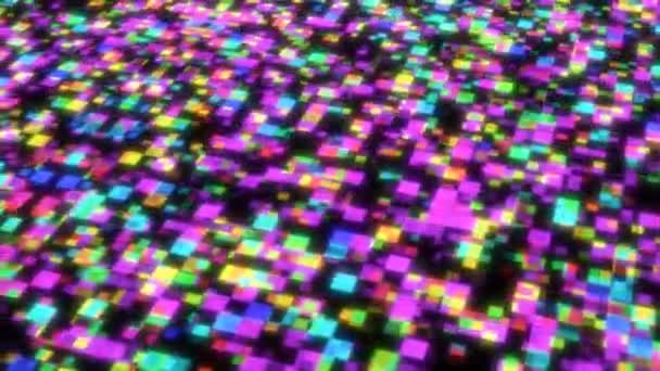 Веселка Спектр Квадратні крапки Переміщення Блимає Цифровий Візерунок Сяючий 4K Безшовний VJ Loop Motion Тло Анімація — стокове відео