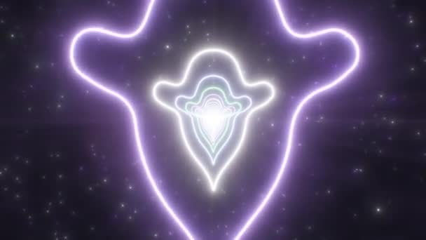 Läskig spökkontur Form läskig Halloween Neon Light Tunnel Mörk himmel - 4K Sömlös VJ Loop Motion Bakgrund Animation — Stockvideo