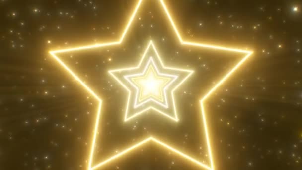 Ragyogó Csillag Alakított Neon Lights Alagút Absztrakt Gyors Mozgás Világítás - 4K Zökkenőmentes VJ Loop Mozgás Háttér Animáció — Stock videók