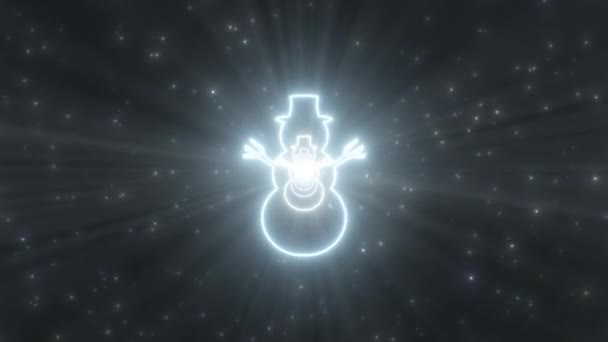 Forme d'homme de neige Glace Froid Hiver Noël Neon Lights Tunnel 3D - 4K Seamless VJ Loop Motion Animation de fond — Video