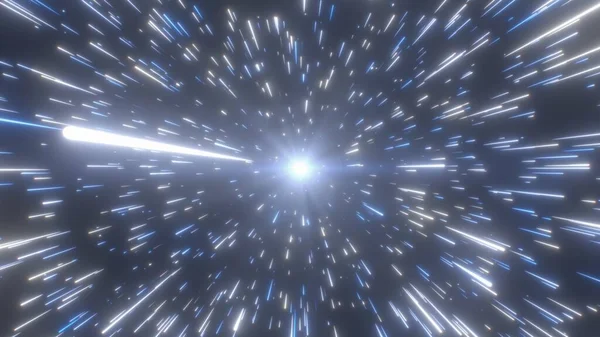 Belles étoiles filantes Météores de la comète de vitesse de lumière dans le ciel de l'espace extérieur - Texture de fond abstraite — Photo
