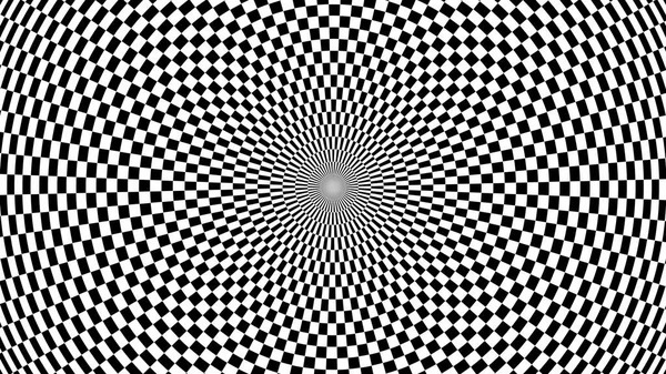Hipnotikus fekete-fehér Checkerboard Spirál optikai illúziós minta - Absztrakt háttér textúra Stock Fotó
