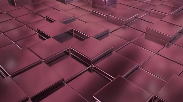 Abstract Reflecterende Paarse tegelvloer Glanzende Kubus Geometrische Blokken - 4K Naadloze VJ Loop Beweging Achtergrond Animatie — Stockvideo