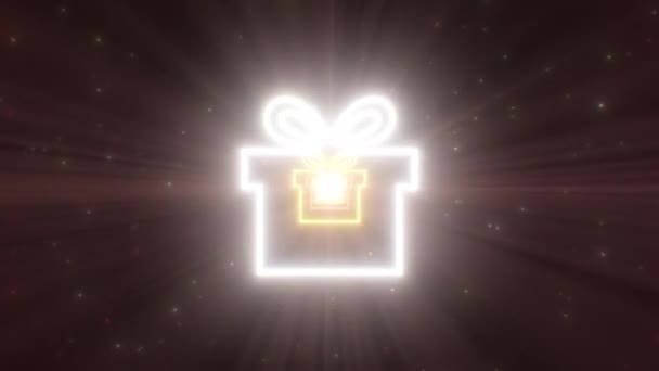 Presente de Natal Gift Shape Outline Winter Holiday Túnel de luz de néon - 4K Seamless VJ Loop Motion Background Animation — Vídeo de Stock