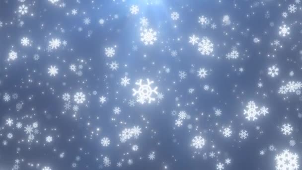 Caída de copos de nieve y partículas de nieve blanca Vacaciones de Navidad de invierno - 4K Seamless VJ Loop Motion Background Animation — Vídeos de Stock