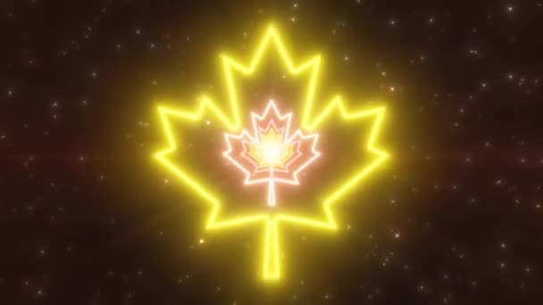 Maple Leaf toamna Ziua Recunostintei Sezonul Neon Light Tunnel Canada 4K fără sudură VJ Buclă mișcare fundal animație — Videoclip de stoc