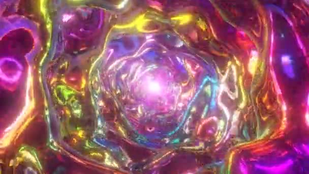Viaje súper psicodélico en el túnel colorido del agujero de gusano del arco iris Resumen - Animación de fondo de movimiento de bucle VJ inconsútil 4K — Vídeo de stock