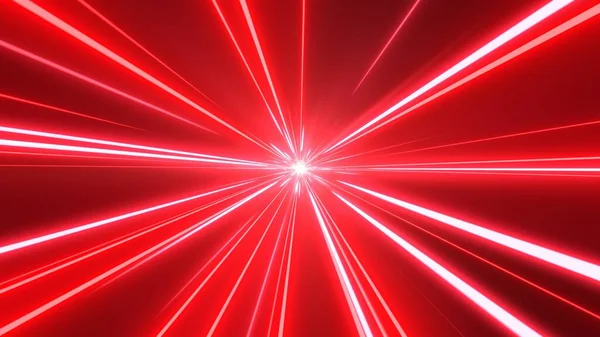 Tunnel di luci laser in rapido movimento del tunnel stellare del tunnel rosso al neon - Struttura astratta dello sfondo — Foto Stock