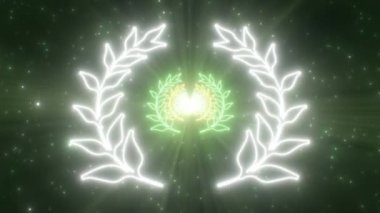 Zeytin Şubesi Sembol Şekli Mevsimsel Neon Işıkları Tüneli - 4K Kusursuz VJ Döngüsüz Arkaplan Animasyonu